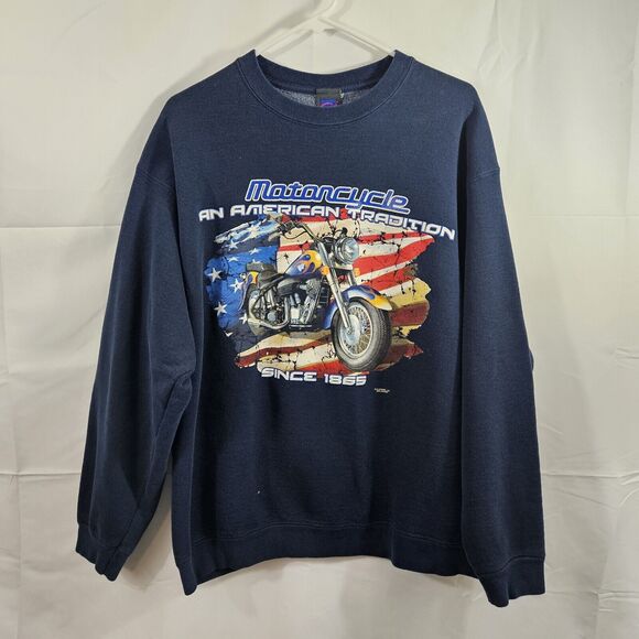 GI apparel Other - GI Apparel USA Motorcycle American Tradition Vintage Sweatshirt sz L Large Blue